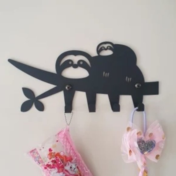 Maslanart Other - Sloths Animal Key Holder Black Metal Wall Hooks Decor Hanger Coat Toys Leash